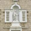 View of statue of Robert Gordon above the main door.