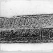 Photograph of rubbing of coped tombstone upper half (TB13).