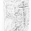 Rubbing of Balquhidder no 10 slab with two incised crosses and carved sword