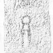 Rubbing of Balquhidder no 3 slab with carved cross and shears