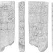 Conan Stone; scanned pencil drawing showing front, back and both sides of the carved cross slab