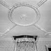 Interior view of Arbuthnott House showing detail of bedroom ceiling.