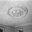 Interior view of Arbuthnott House showing bedroom ceiling.