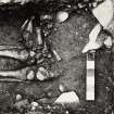Whithorn Priory, Excavations of Medieval Grave. Copy of old Photo Showing workmen on site