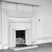 Interior view of Ross Mains showing fire place.