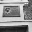 Detail of plaque with portrait of Robert Burns, Mason's Lodge, Market Place, Eyemouth.