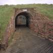 View from NE of brick-lined through baffle wall to DF6 (disused)