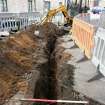 Watching brief photograph, Direction facing SW, General view of trench, Yardheads and Cables Wynd, Leith