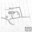 Quarterside of Lipney - Survey Drawing:  Plan of building and enclosure.