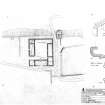 Loss Burn survey drawing: plan of farmstead; reconstruction drawing and details of fireplaces.