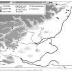 Publication drawing; distribution map of Neolithic funerary monuments in eastern Scotland
