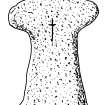 Scanned ink drawing of cross-incised cruciform stone Eilean Fhianain 2