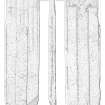 Scanned ink drawing of Altyre Cross slab and ogham inscribed stone