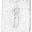 Ink drawing  of Balquhidder no. 3 slab with carved cross and shears