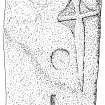 Ink drawing of Balquhidder no. 10 slab with two incised crosses and carved sword