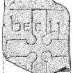 Scanned ink drawing of Dull 7 inscribed cross slab