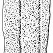 Scanned ink drawing of Dull 8 cross slab fragment built into East gable of church