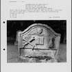 Notes and photographs relating to gravestones in Borthwick Churchyard, Edinburgh, Midlothian.
