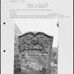 Photographs and research notes relating to graveyard monuments in Kirkmadrine Churchyard, Wigtownshire. 
