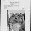 Photographs and research notes relating to graveyard monuments in Eddleston Churchyard, Peeblesshire. 
