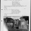 Photographs and research notes relating to graveyard monuments in Manor Churchyard, Peeblesshire. 
