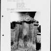 Photographs and research notes relating to graveyard monuments in Kailzie Churchyard, Peeblesshire. 
