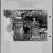 Photographs and research notes relating to graveyard monuments in Glassford Churchyard, Lanarkshire. 
