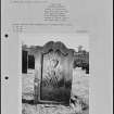 Photographs and research notes relating to graveyard monuments in Lesmahagow Churchyard, Lanarkshire. 
