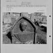 Photographs and research notes relating to graveyard monuments in Kirk O'Shotts Churchyard, Lanarkshire. 
