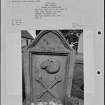 Photographs and research notes relating to graveyard monuments in Symington Churchyard, Lanarkshire. 
