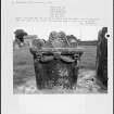 Photographs and research notes relating to graveyard monuments in Chirnside Churchyard, Berwickshire.