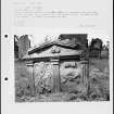 Photographs and research notes relating to graveyard monuments in Lenel Churchyard, Berwickshire.