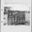 Photographs and research notes relating to graveyard monuments in Alloa Churchyard, Clackmannanshire. 
