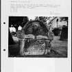 Photographs and research notes relating to graveyard monuments in Dollar Churchyard, Clackmannanshire. 

