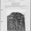 Photographs and research notes relating to graveyard monuments in Minnegaff Churchyard, Kirkcudbrightshire. 
									