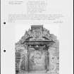 Photographs and research notes relating to graveyard monuments in North Berwick Churchyard, East Lothian. 
