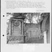 Photographs and research notes relating to graveyard monuments in Tranent Churchyard, East Lothian. 
