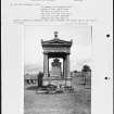 Photographs and research notes relating to graveyard monuments in Castleton Old Churchyard, Roxburghshire. 
