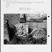 Photographs and research notes relating to graveyard monuments in Eckford Churchyard, Roxburghshire. 

