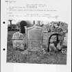 Photographs and research notes relating to graveyard monuments in Southdean Churchyard, Roxburghshire. 

