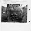 Photographs and research notes relating to graveyard monuments in Yetholm Churchyard, Roxburghshire. 
