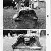 Photographs and research notes relating to graveyard monuments in Abercorn Churchyard, West Lothian. 
