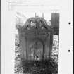 Photographs and research notes relating to graveyard monuments in Bo'ness Lower Churchyard, West Lothian. 
