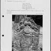 Photographs and research notes relating to graveyard monuments in Luss Churchyard, Dunbartonshire. 
		