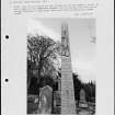 Photographs and research notes relating to graveyard monuments in New Kilpatrick Churchyard, Dunbartonshire. 
		