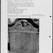 Photographs and research notes relating to graveyard monuments in Arbirlot Churchyard, Angus. 
