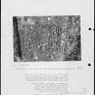 Photographs and research notes relating to graveyard monuments in Cortachy Churchyard, Angus. 
