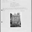 Photographs and research notes relating to graveyard monuments in Newdosk of Edzell Churchyard, Angus. 
