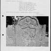 Photographs and research notes relating to graveyard monuments in Kettins Churchyard, Angus. 
