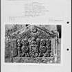 Photographs and research notes relating to graveyard monuments in Lintrathen Churchyard, Angus. 
